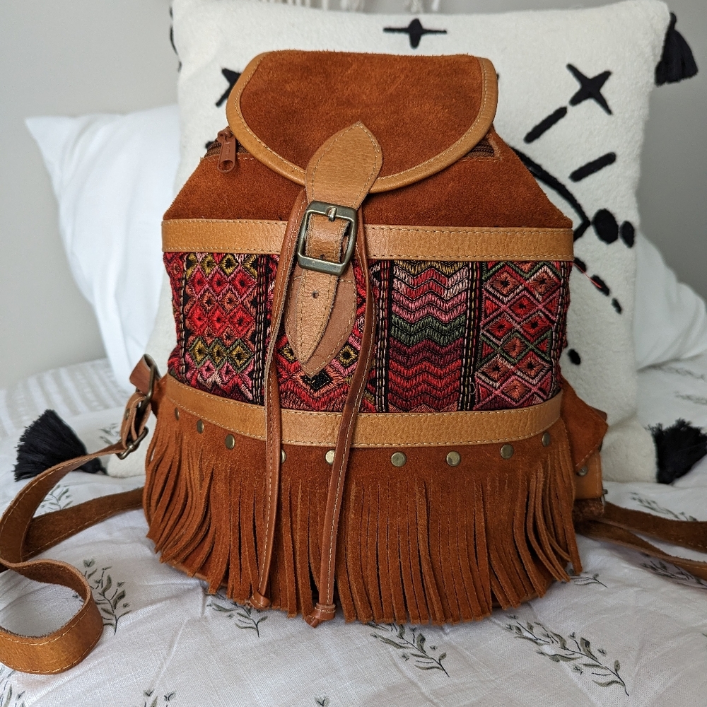Suede leather Backpack Purse
